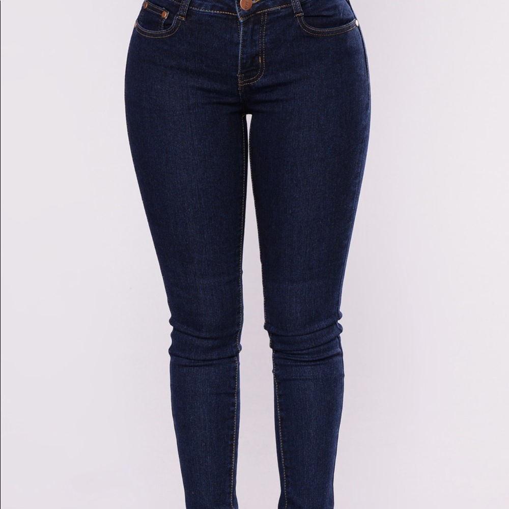 Fashion Nova Plain Blue Skinny Jeans